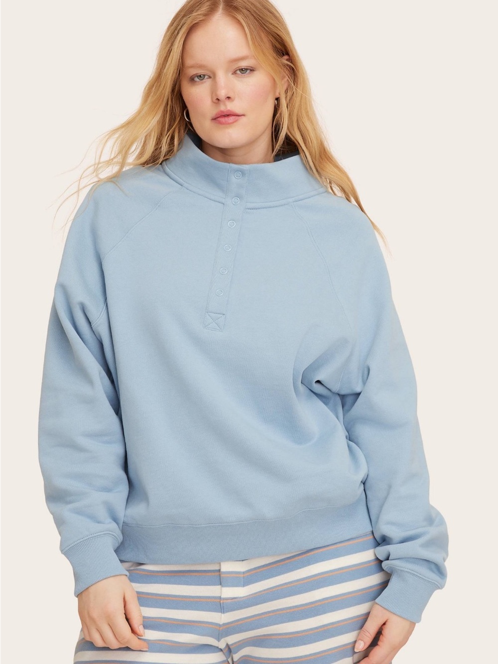 Parke x target Light Blue Snap-Front Pullover Sweatshirt SIZE XXS/XS